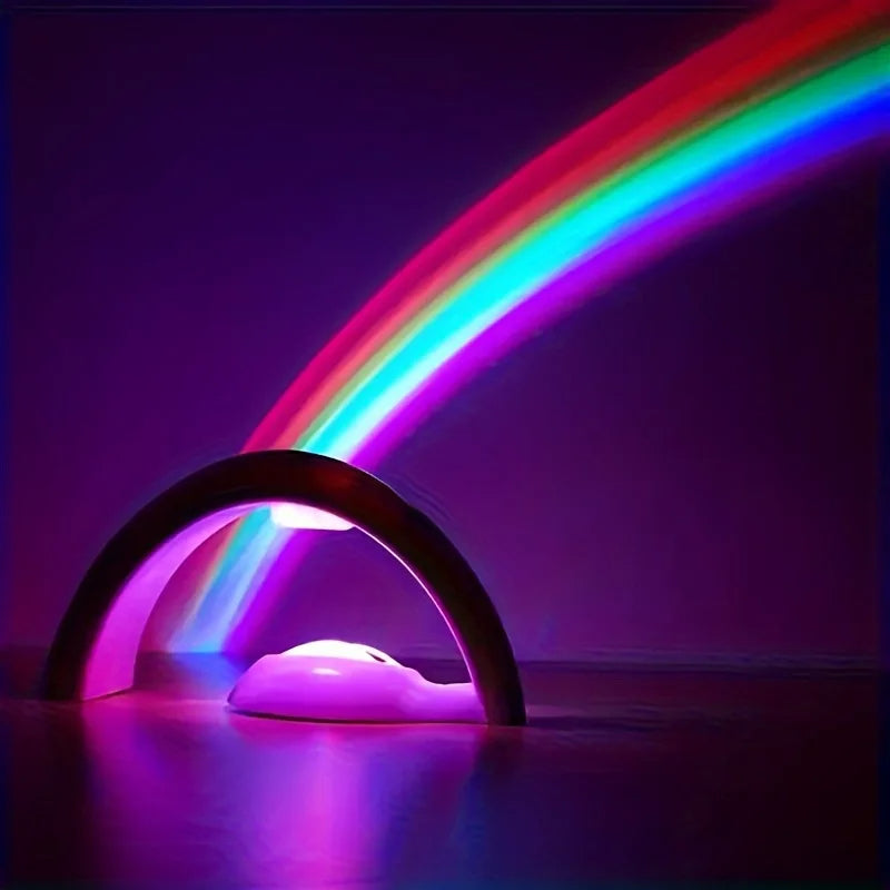 LAMPARA DE PROYECTOR ARCOIRIS RAINBOW LED LIGHTS FUNCIONA CONECTADA Y CON PILAS