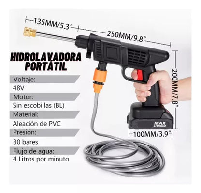 Hidrolavadora Inalambrica Portátil Recargable 48 v 2 Baterias